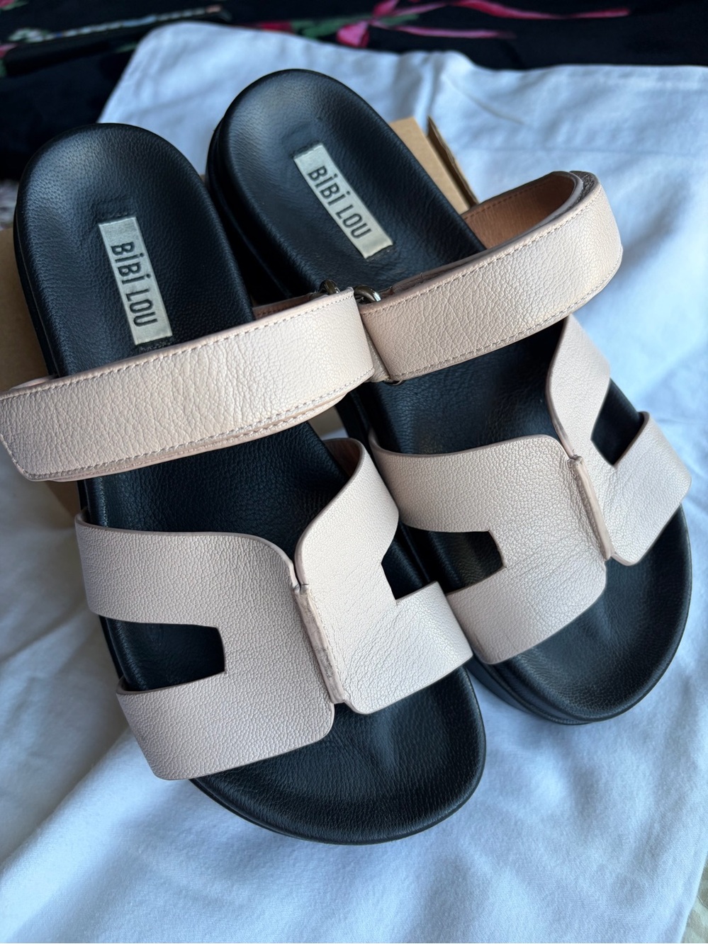 Bibi Lou Women’s Cream Slide Sandals with Adjustable Strap
